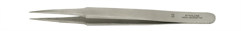 Value-Tec 2.NM general purpose tweezers, style 2, strong pointed tips, non-magnetic stainless steel